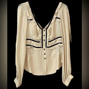 Elegant Cream Blouse with Black Accents